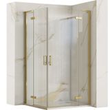 Rea Hugo Double Brush Gold 80X100 - 200 cm - Douchecabine - Rechthoek - Geborsteld Goud