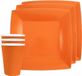 Santex feest/verjaardag servies set - 10x gebaksbordjes en bekertjes - oranje - karton