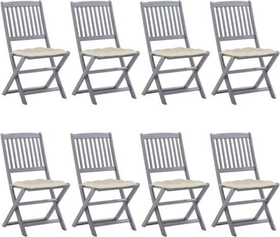 vidaXL Tuinstoelen 8 stuks inclusief kussens massief acaciahout