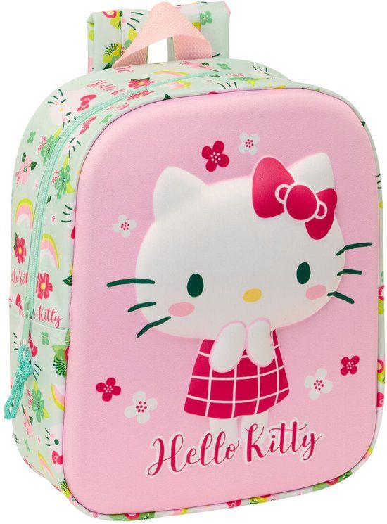 Hello Kitty Schoolrugzak Groen Roze 22 x 27 x 10 cm 3D