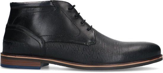 Manfield Heren Zwarte Leren Veterboots Maat 45
