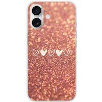 Apple iPhone 16 Paillettes coeur bedrukt siliconen hoesje