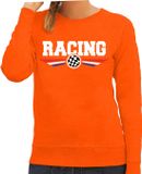 Bellatio Decorations Shoppartners Bv Racing coureur supporter sweater / trui met Nederlandse vlag oranje voor dames - race thema / race supporter XS