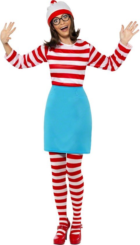 Waar is Wally?â„¢ Waar is Wally? Wenda kostuum - Grappige verkleedkleding dames - Maat M - 40-42