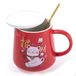 Lachineuse Maneki Neko Kattenmok 250 ml - Rode Mok van Porselein met Deksel en Lepel