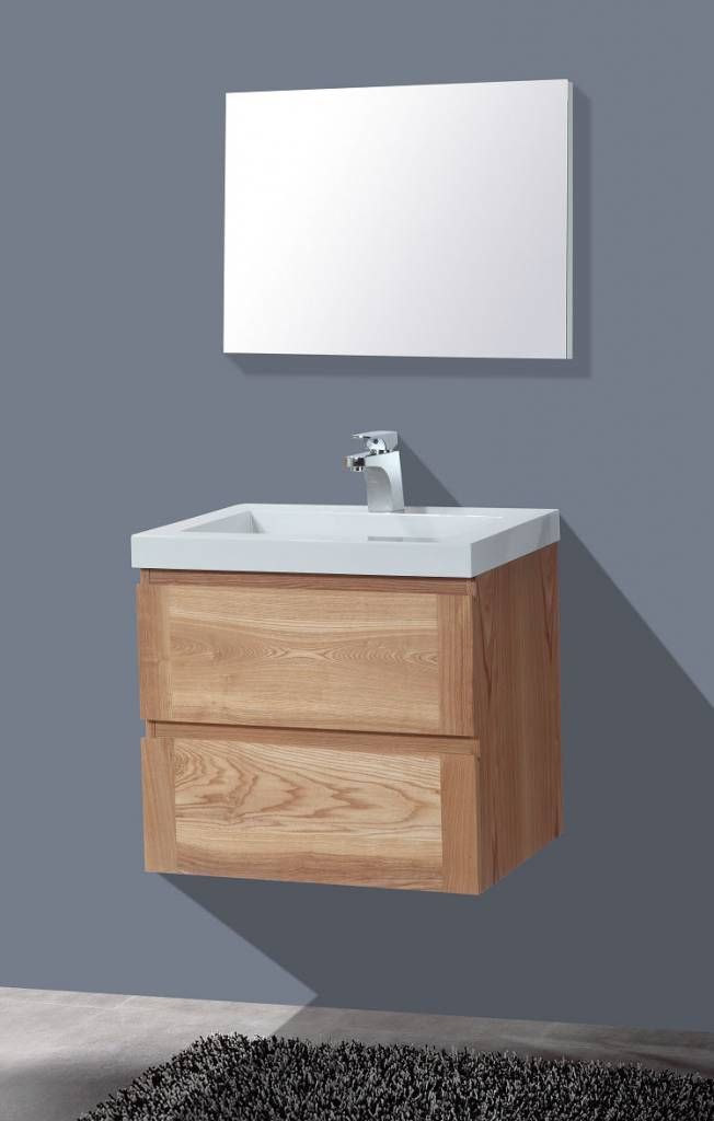 Badkamerplanet Nola Wood Eiken Badkamermeubel 60 cm met Spiegel