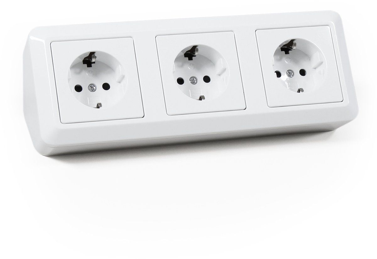 McPower Stekkerdoos bureau - Verdeelstekker met 3 stopcontacten - Wit
