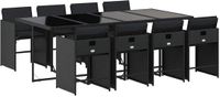 vidaXL Ensemble de jardin 9 pièces en polyrotin noir avec coussins