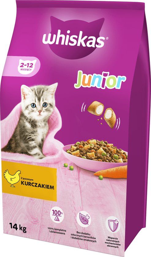 WHISKAS Junior met kip - droogvoer voor katten - 14kg