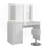 Vicco Sherry Kaptafel set met kruk – 119.8 cm met LED-spiegel en kruk Wit/wit hoogglans
