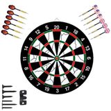 Merkloos Dubbelzijdig Dartbord met 12 Stuks Stalen Tip Darts - Lichtgewicht Varkenshaar