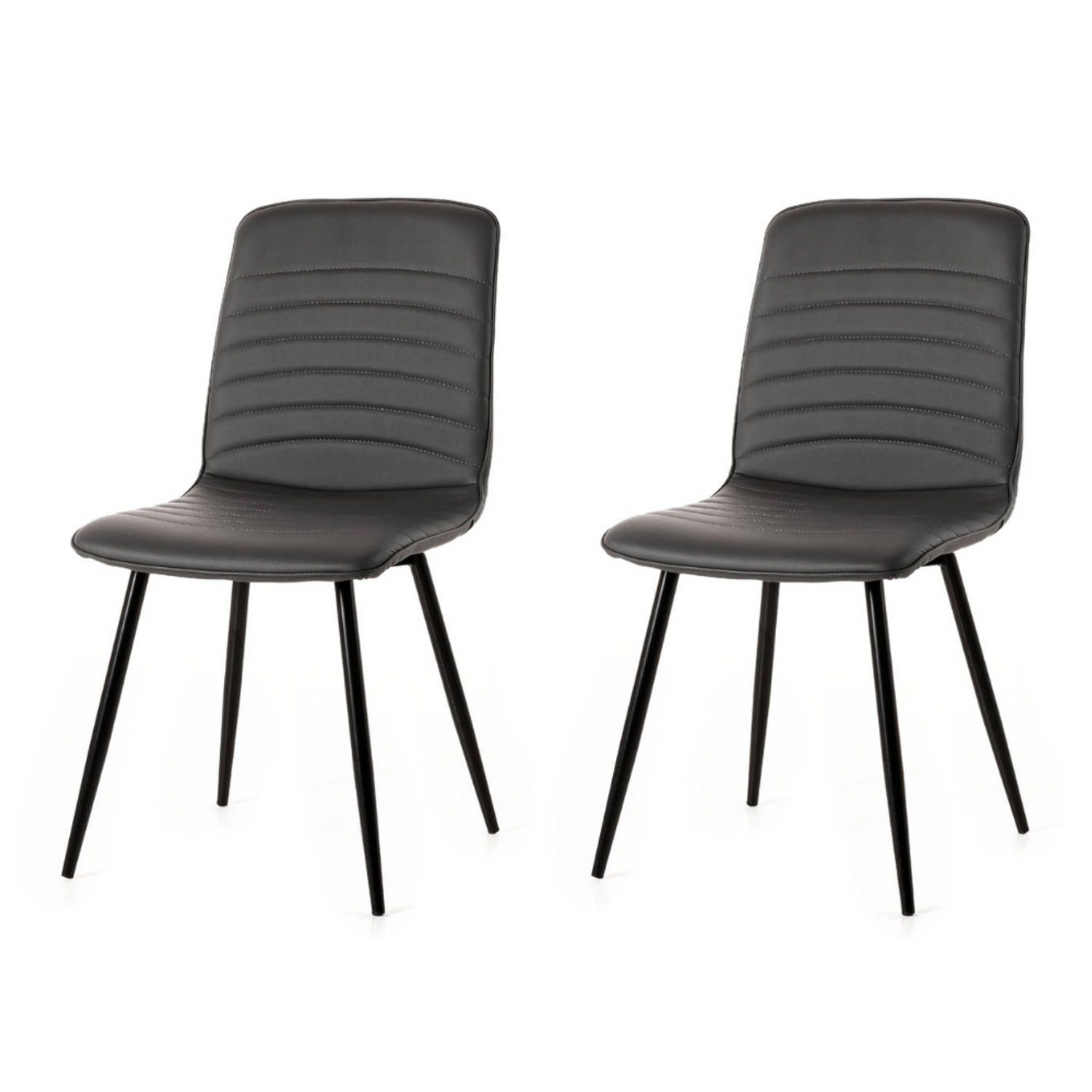 WAYS. Kunstleren eetkamerstoelen - Grijs - 2 stuks