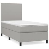 vidaXL Boxspringbed met matras, stof, lichtgrijs, 140x190 cm