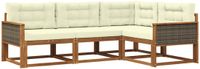 vidaXL - Hoek loungeset - 4 zitplekken - Natuurlijk en crème - Acacia hout