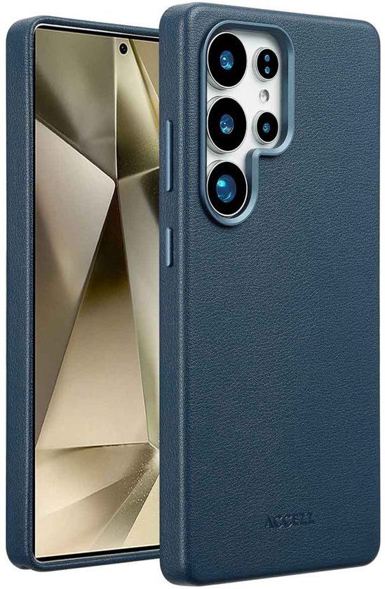 Accezz Leather Backcover met Magnetische Ring - Geschikt voor Samsung Galaxy S25 Ultra - Nightfall Blue