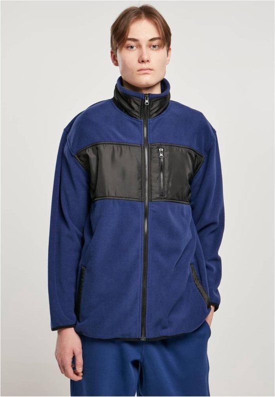 Urban Classics Patched Micro Fleece Jacket - Men - Blue - L