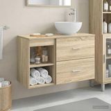 Maison Exclusive - Ensemble de deux meubles de salle de bain en bois imitation chêne Sonoma, dimensions : 79,5 x 41 x 80 cm