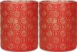 Countryfield Luxe theelichthouder - 2x stuks - Glas - Rood/Goud