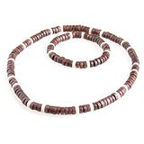 DonDon Halsketting en armband met echte houten kralen in strandlook, hout, parel