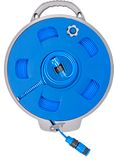 BRUNNER 7203132N slanghaspel voor camping en tuin Roll-On 2.0 met 15 m platte slang, blauw/grijs