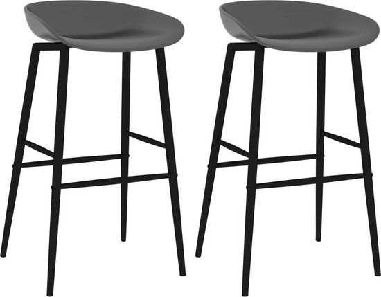 vidaXL Barstoelen 2 stuks Grijs Kunststof en Metaal