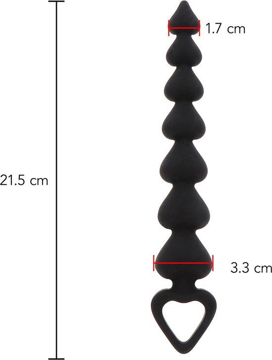 ToyJoy Anaal Beads Harten - Zwart - Siliconen