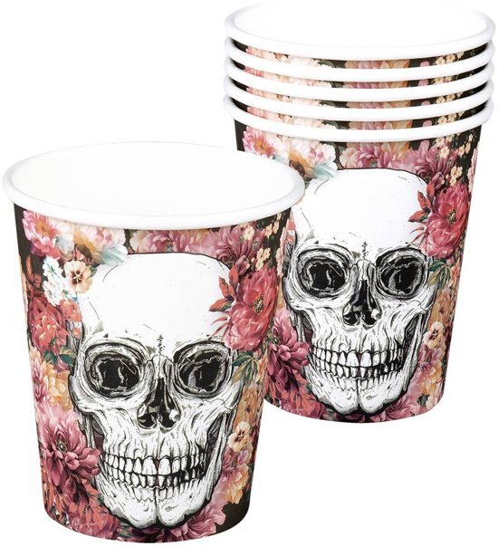 Partywinkel Halloween Bekers Day of The Dead Versiering 250ml 6 stuks