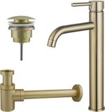 Fortifura Calvi Wastafelkraanset - Messing geborsteld (goud)