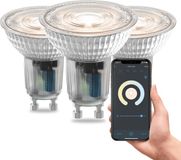 Calex Slimme Lamp - Set van 3 stuks - Wifi LED Verlichting - GU10 Smart Lichtbron - Dimbaar - Warm Wit licht - 4.9W