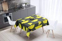 Bonamaison Tafelkleed, Anti-Mold, Sneldrogend, Waterdicht, 100% Polyester Tafellaken, Neon Geel, Rook, 140 x 140 Cm
