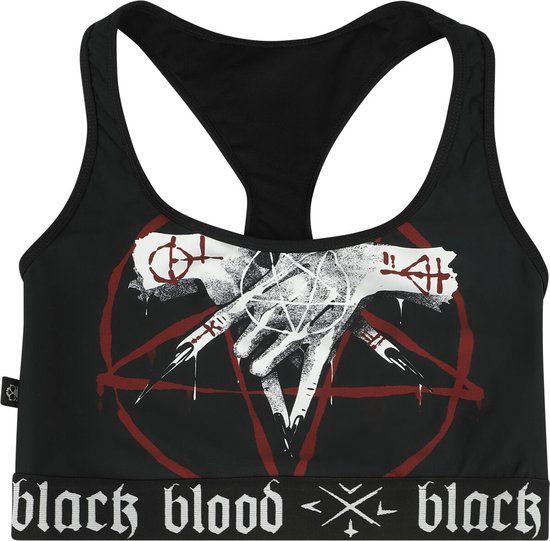 Black Blood by Gothicana Gothicana Zwart bikinitopje met prentagramprint - Dames - M