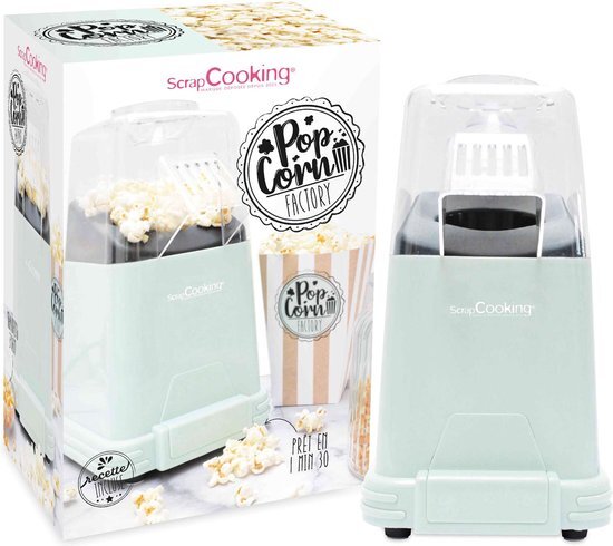 ScrapCooking ScrapCooking Popcorn Factory 3898 Elektrische popcornmachine, klaar in 1 minuut 30, zonder olie of vet, retro feestverjaardagscadeau, watergroen