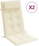 vidaXL Stoelkussens 2 st hoge rug oxford stof crèmekleurig
