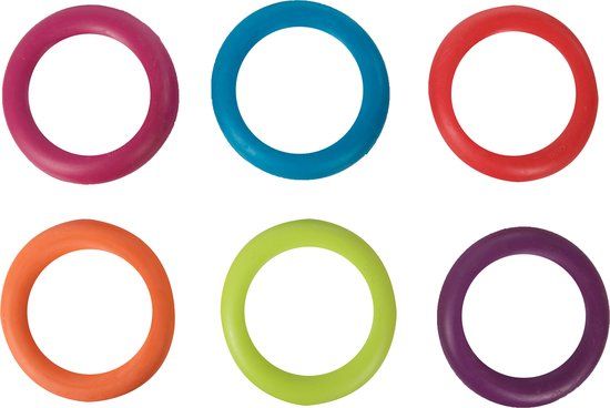 Boon Flamingo Hondenspeelgoed Rubber Ring - Roze/Blauw/Rood/Oranje/Geel/Paars - 15 cm