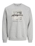 JACK & JONES Jcoflare voorprint sweatshirt ronde hals Jcoflare sweatshirt met ronde hals print op de voorkant voor heren (1 stuk), Lichtgrijs chinees, M