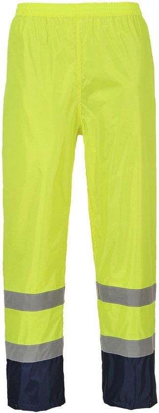 Portwest Hi-Vis Klassieke Tweekleuren Regenbroek H444 - Geel/Marine - M