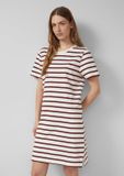 s.Oliver Jersey jurk met zijsplitten Dames Bordeaux/Wit