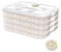 Boîte de rangement avec 4 compartiments pour raviolis, avec un couvercle hermétique et une minuterie - Blanc