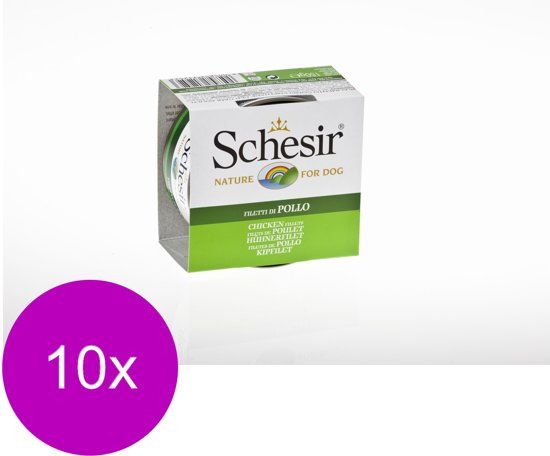 Schesir Hond Blik Gelei 150 g - Hondenvoer - 10 x Kipfilet