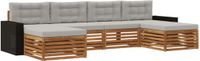 vidaXL - Bank loungeset - 4 zitplekken - Massief Acacia Hout - Natuurlijk en lichtgrijs
