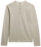 Superdry Slub Jersey Henley Top met Lange Mouwen Heren Rainy Day Grey XL