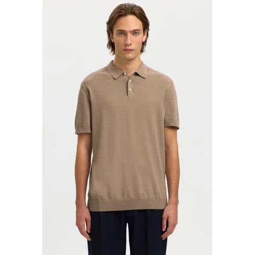 Selected Regular Polo Fijn Gebreid Beige