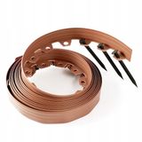 GARDENIX LineBorder flexibele gazonrand, kunststof, 20 grondankers, lengte 10 m, hoogte 6 cm, lichtbruin
