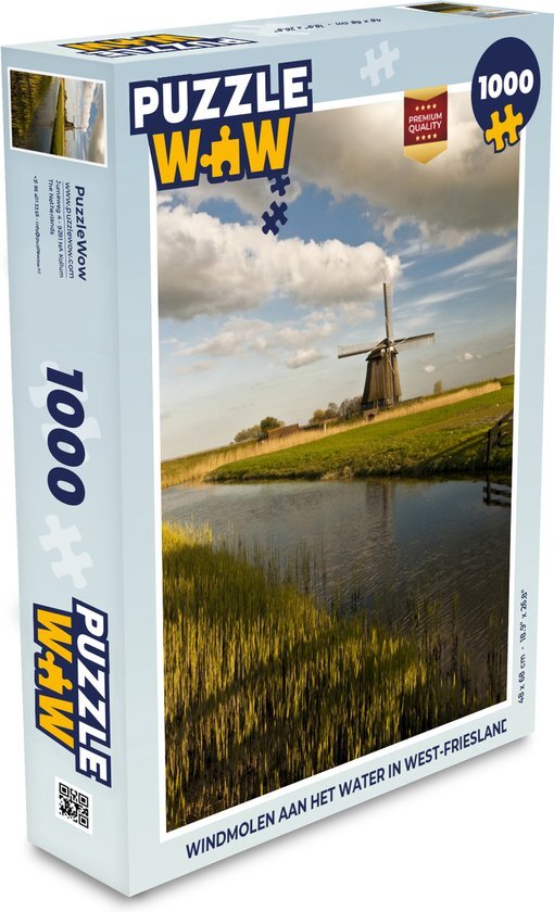 MuchoWow Puzzel Windmolen aan het water in West-Friesland - Legpuzzel - Puzzel 1000 stukjes volwassenen