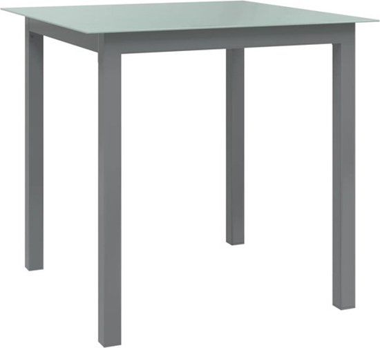 vidaXL Tuintafel 80x80x74 cm Aluminium en Glas Lichtgrijs