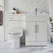 Hudson Reed Meuble WC rond Covelly et lavabo - Blanc - Droite - 110,5 cm - Poignées barre en T chromées - Design moderne - Cluo