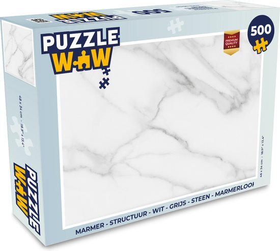 MuchoWow Puzzel Marmer - Structuur - Wit - Grijs - Steen - Marmerlook - Legpuzzel - Puzzel 500 stukjes - Sinterklaas cadeautjes - Sinterklaas voor grote kinderen