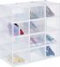 Merkloos Relaxdays schoenenbox set van 12 - Stapelbaar - Transparant/Wit - Kunststof