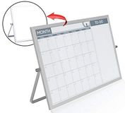 Kleine dubbelzijdige whiteboardkalender - Mini draagbaar bureaublad droog wisbord met standaard en kleine maandelijkse kalender, whiteboardplanner met omkeerbare to-do-lijst - 10" x 14" - bureau