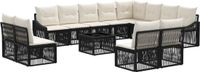 vidaXL Tuinbank Set Zwart Polyrattan